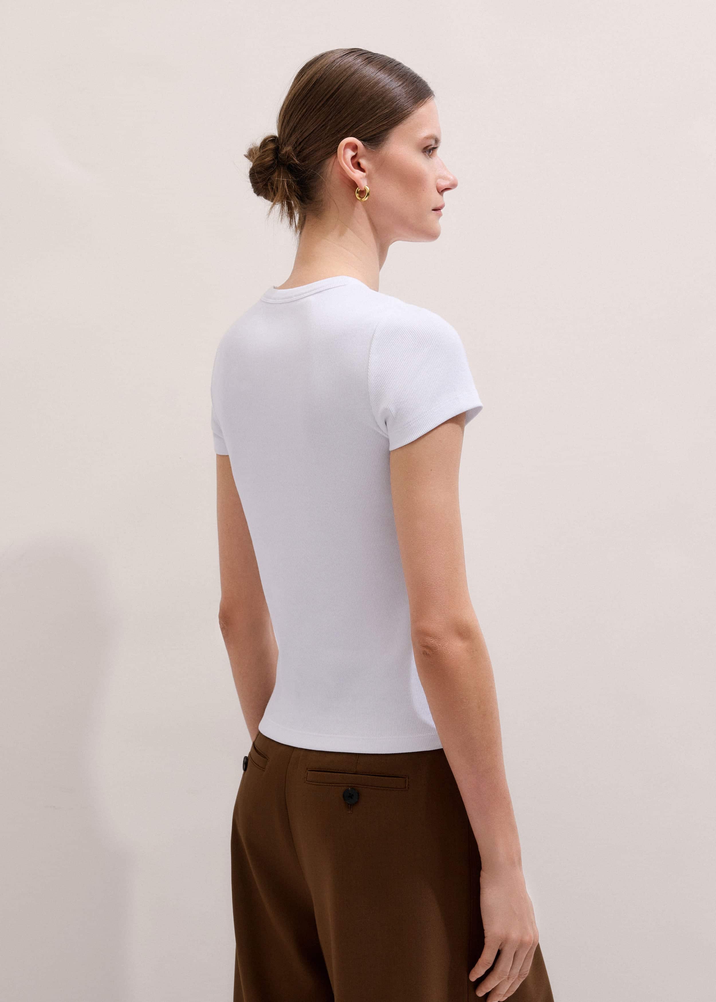 White Ultimate Fitted Rib Crew Neck Tee