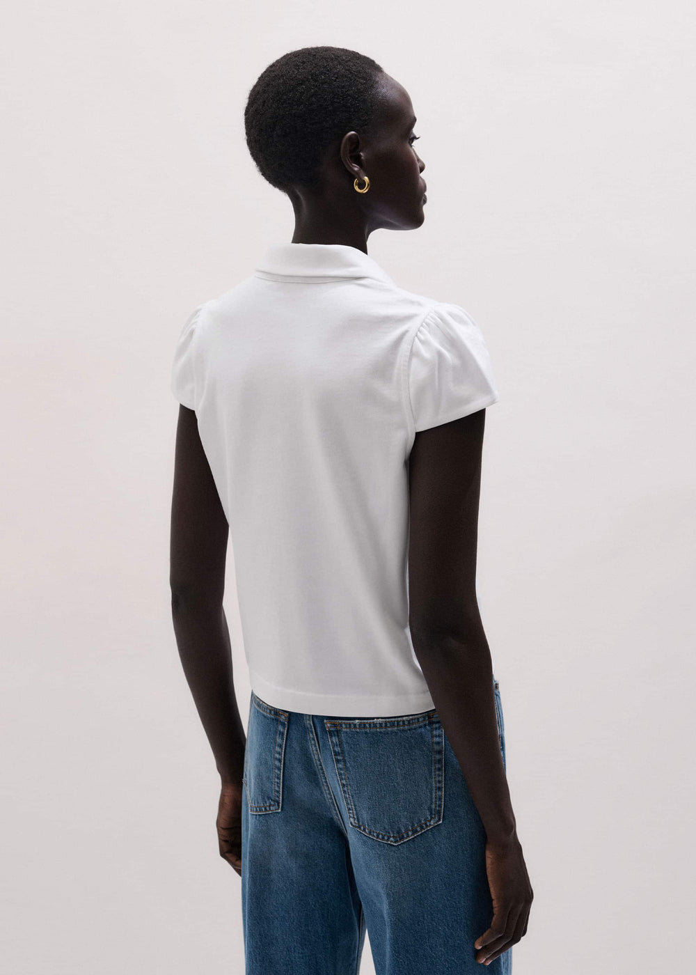 White Cap Sleeve Polo Tee