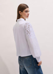 White Lace Sleeve Swing Top
