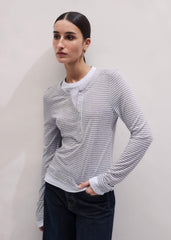 Gray Double-Layer Look Long Sleeve Top