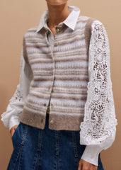 White Lace + Poplin Layering Shirt