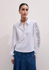 White Lace + Poplin Layering Shirt