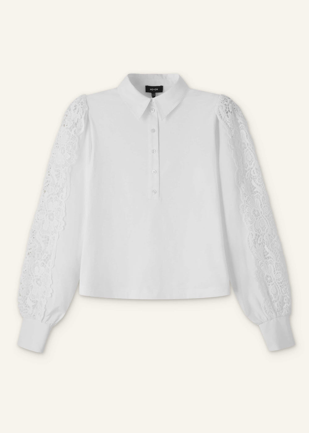 White Lace + Poplin Layering Shirt