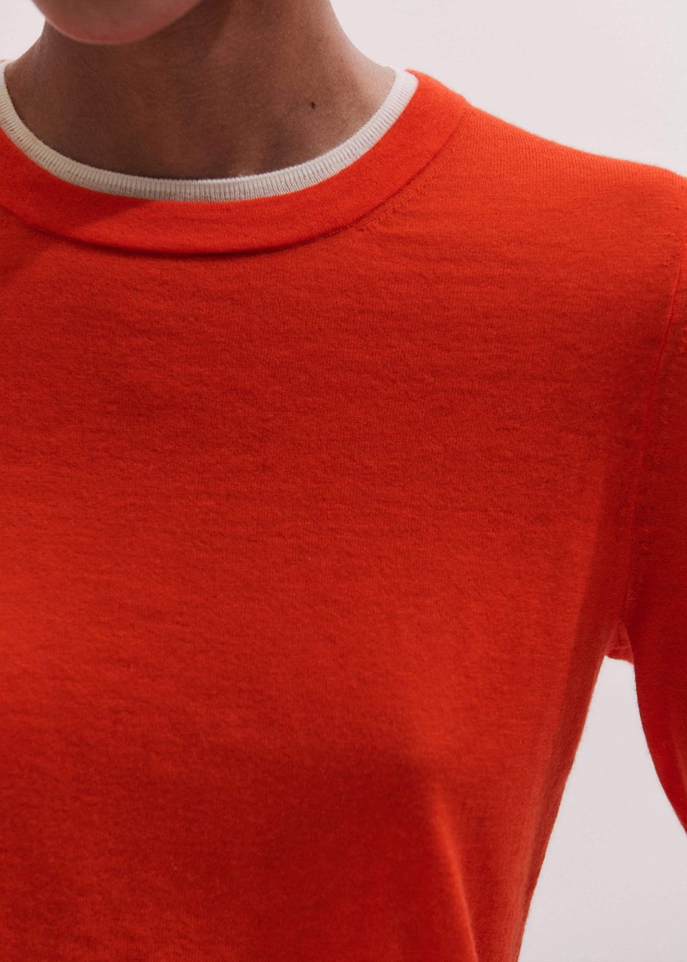 Orange Barely There Contrast Trim Sweater