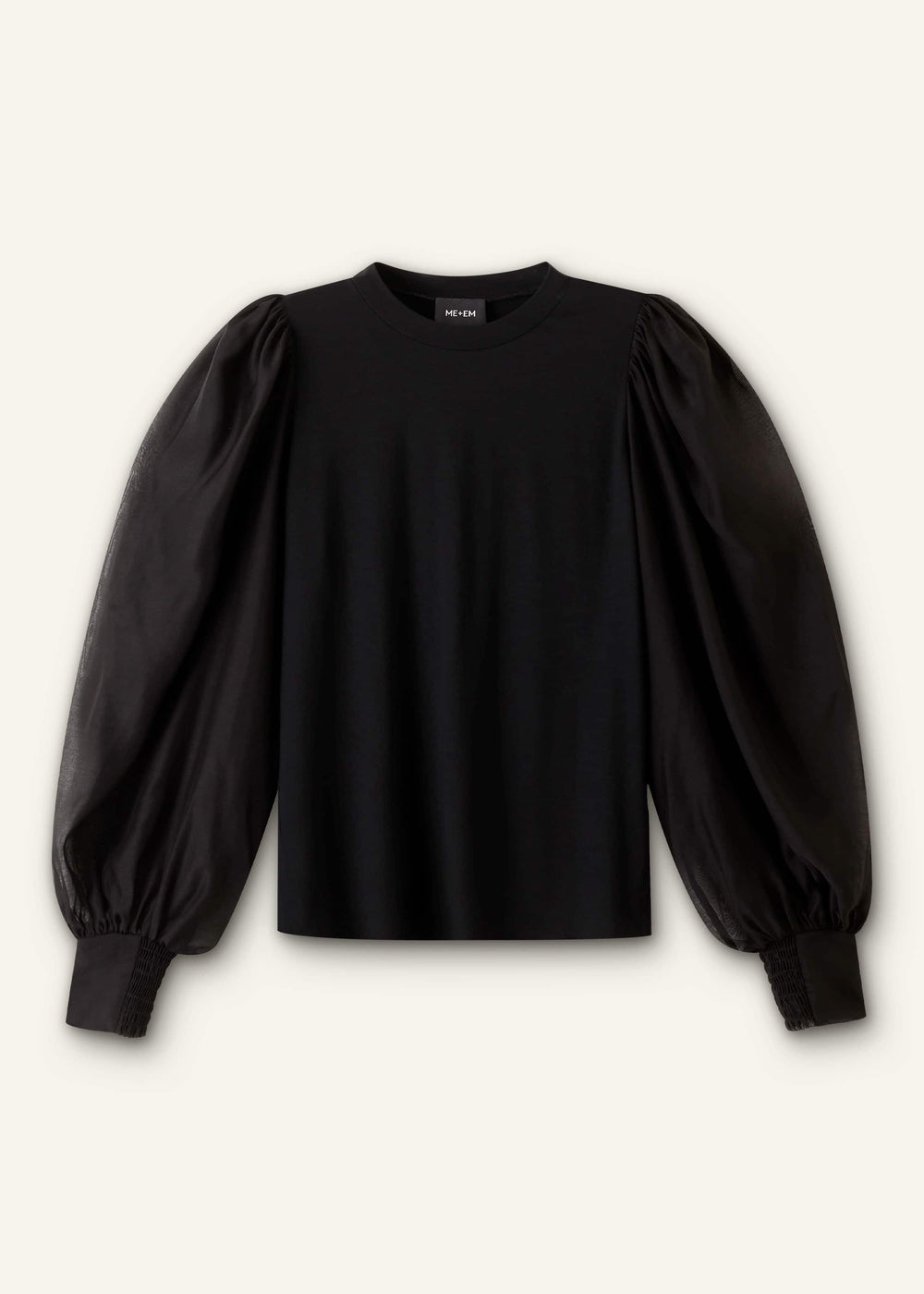Black Balloon Sleeve Slim Layering Top
