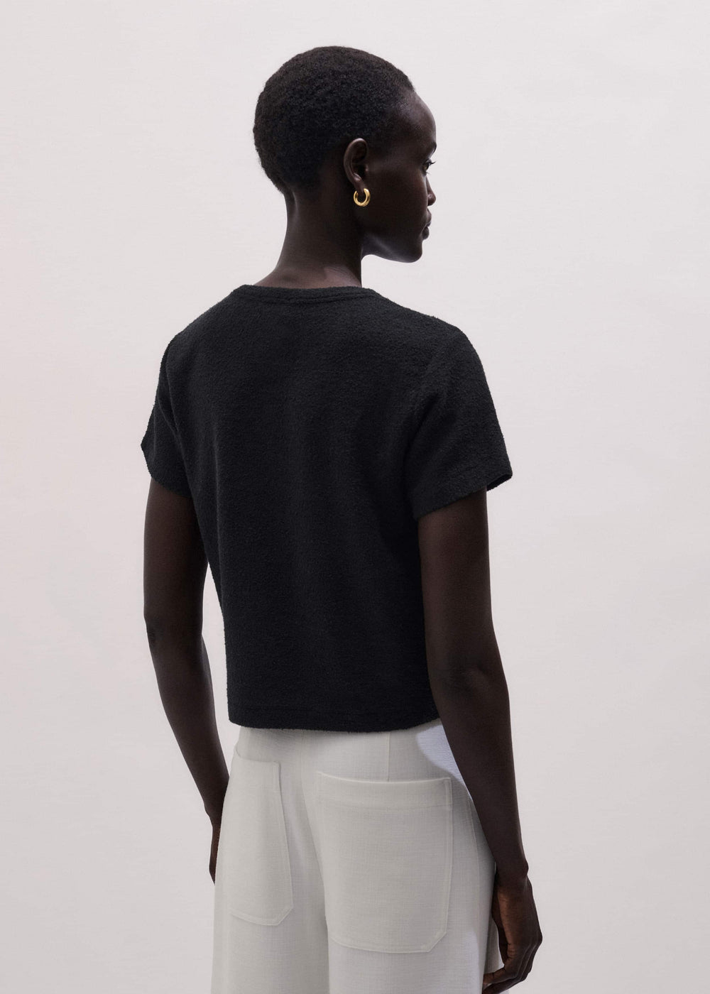 Black Textured Crew Neck Baby Tee