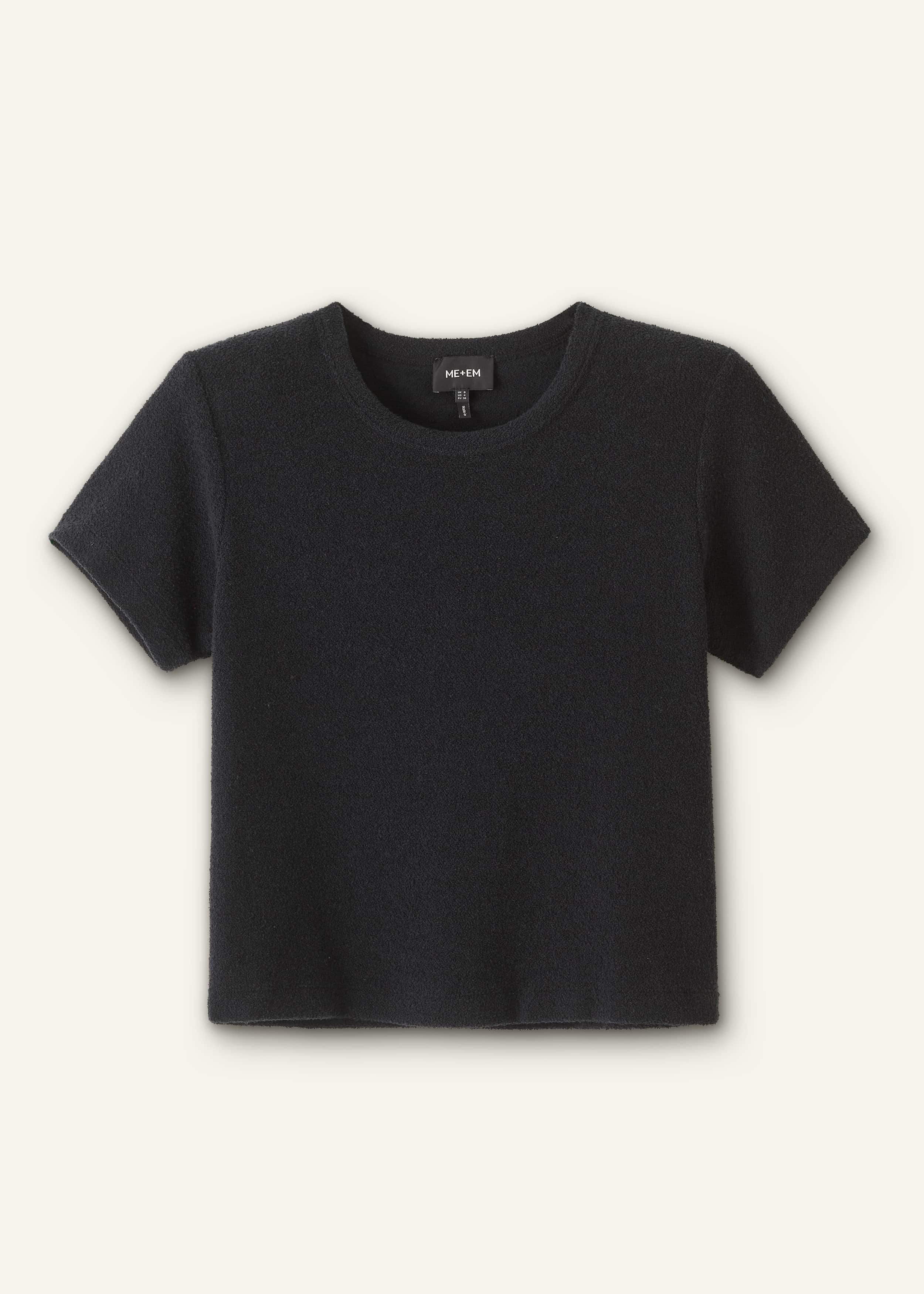 Black Textured Crew Neck Baby Tee
