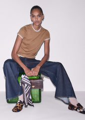 Light Brown Barely There Contrast Trim Knit Baby Tee