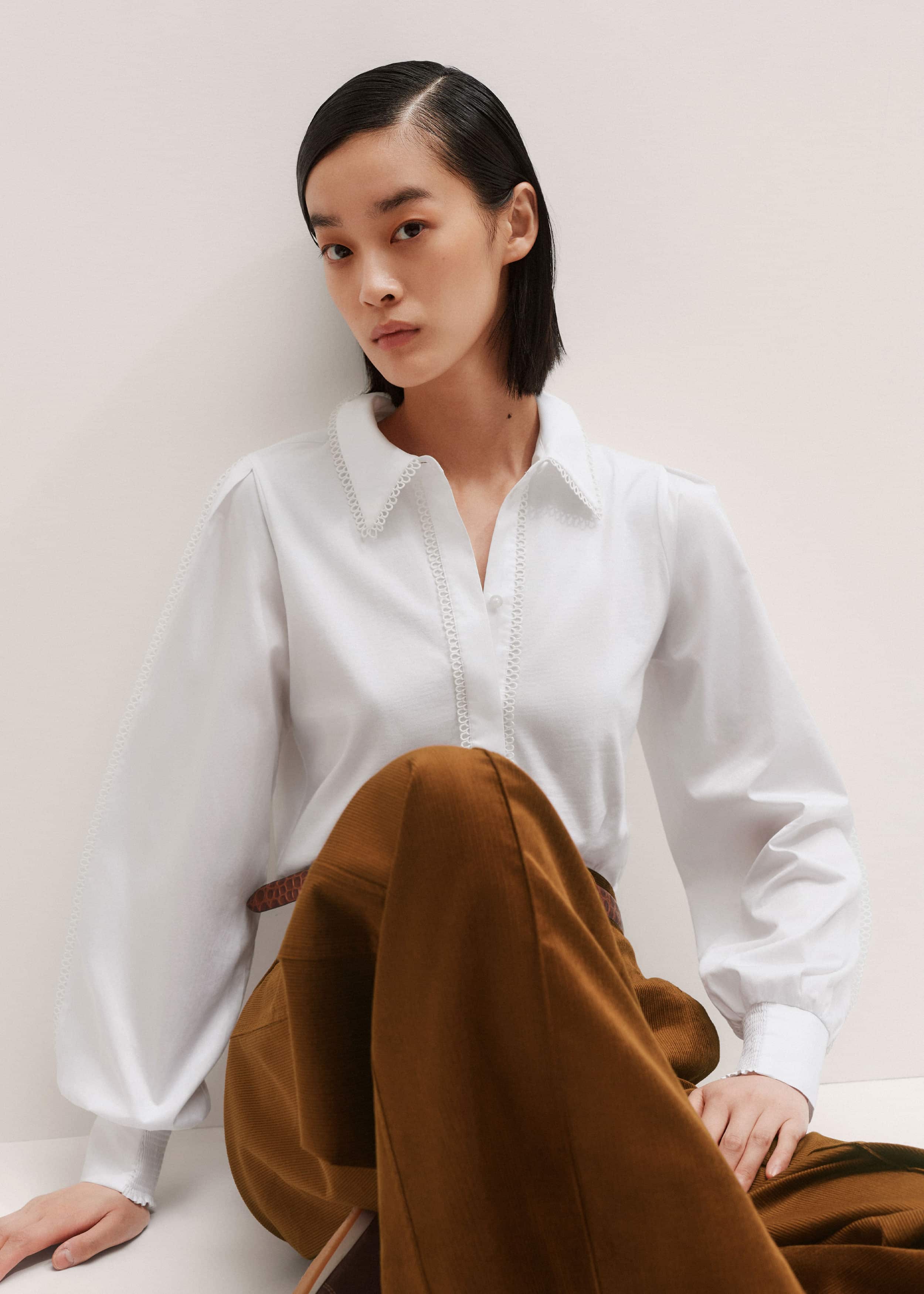 White Collared Layering Top