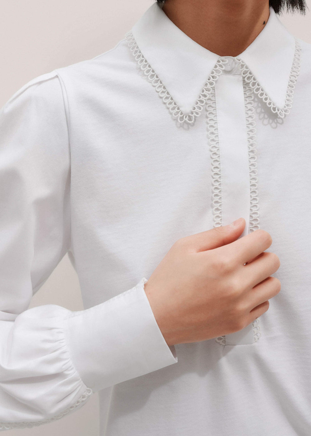 White Collared Layering Top