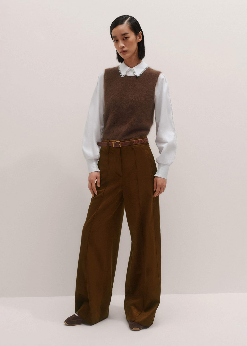 White Collared Layering Top