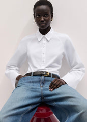 White Raglan Shirt Layering Top