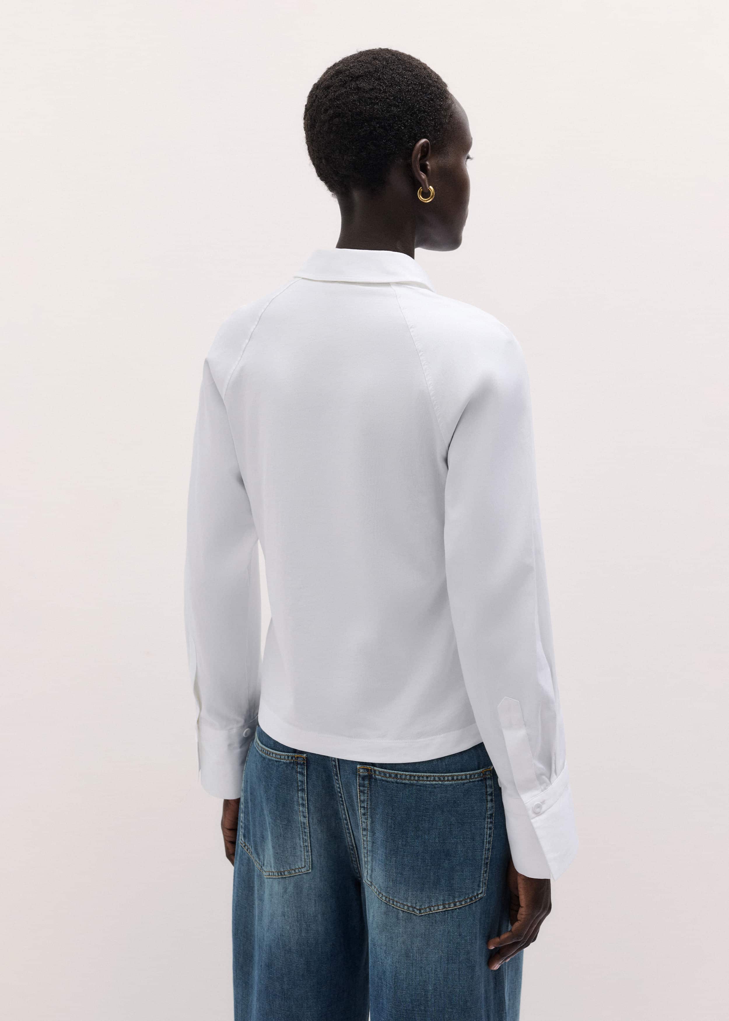 White Raglan Shirt Layering Top