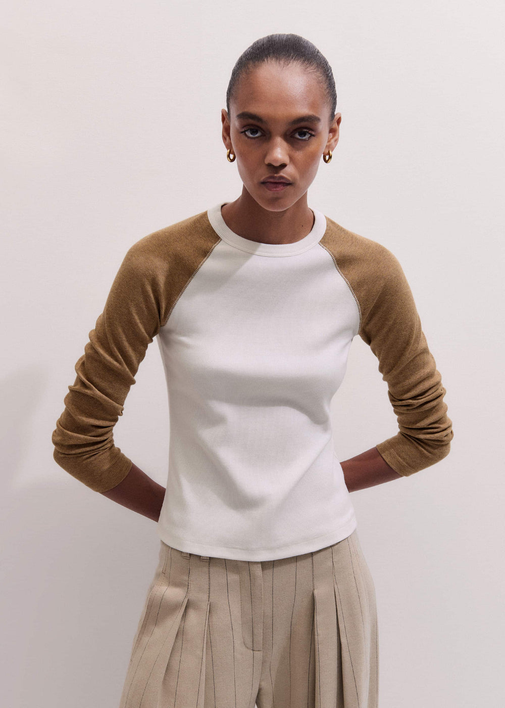 Cream Ultimate Slim Baseball Top