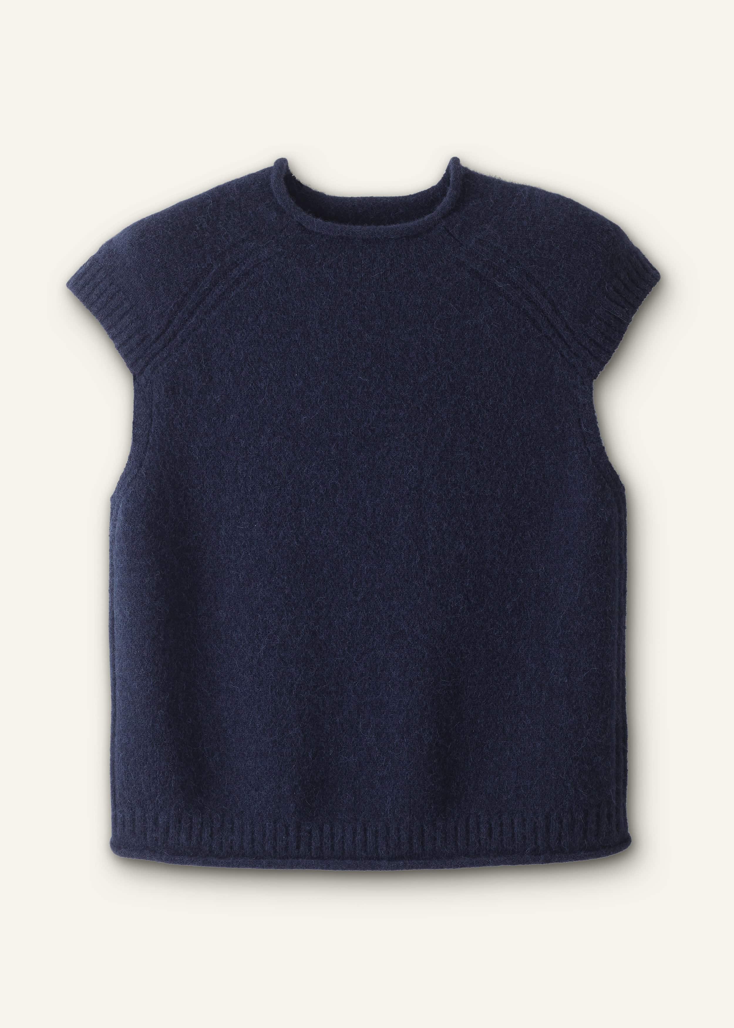 Navy Roll Trim Straight Layering Sweater Vest