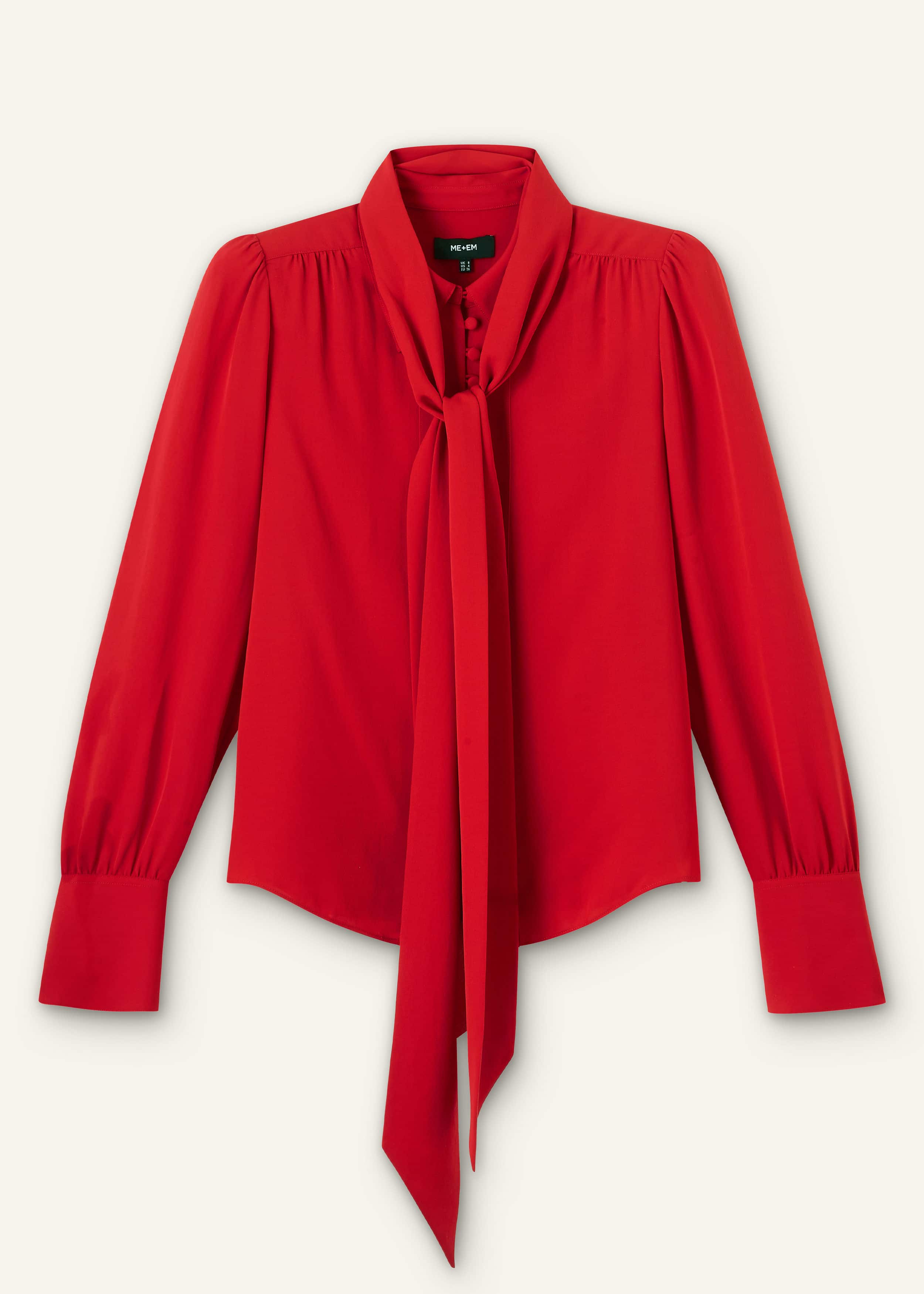 Red Silk Button Layering Shirt + Tie