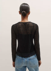 Black Lace Crew Neck Top