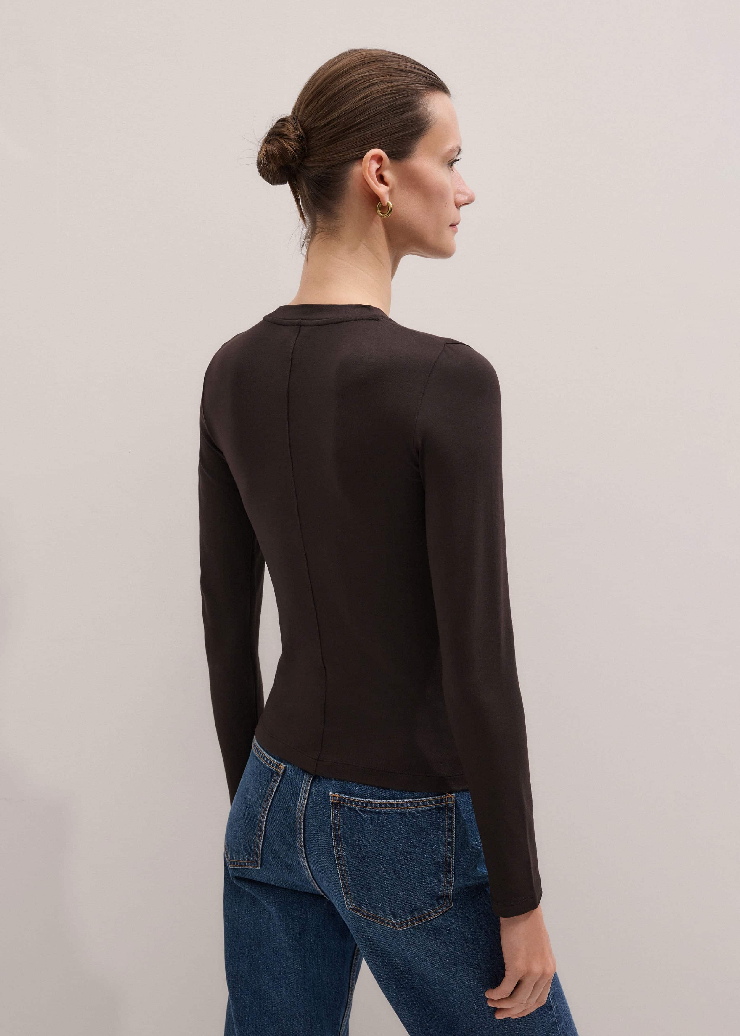 Brown Slim Crew Neck Top