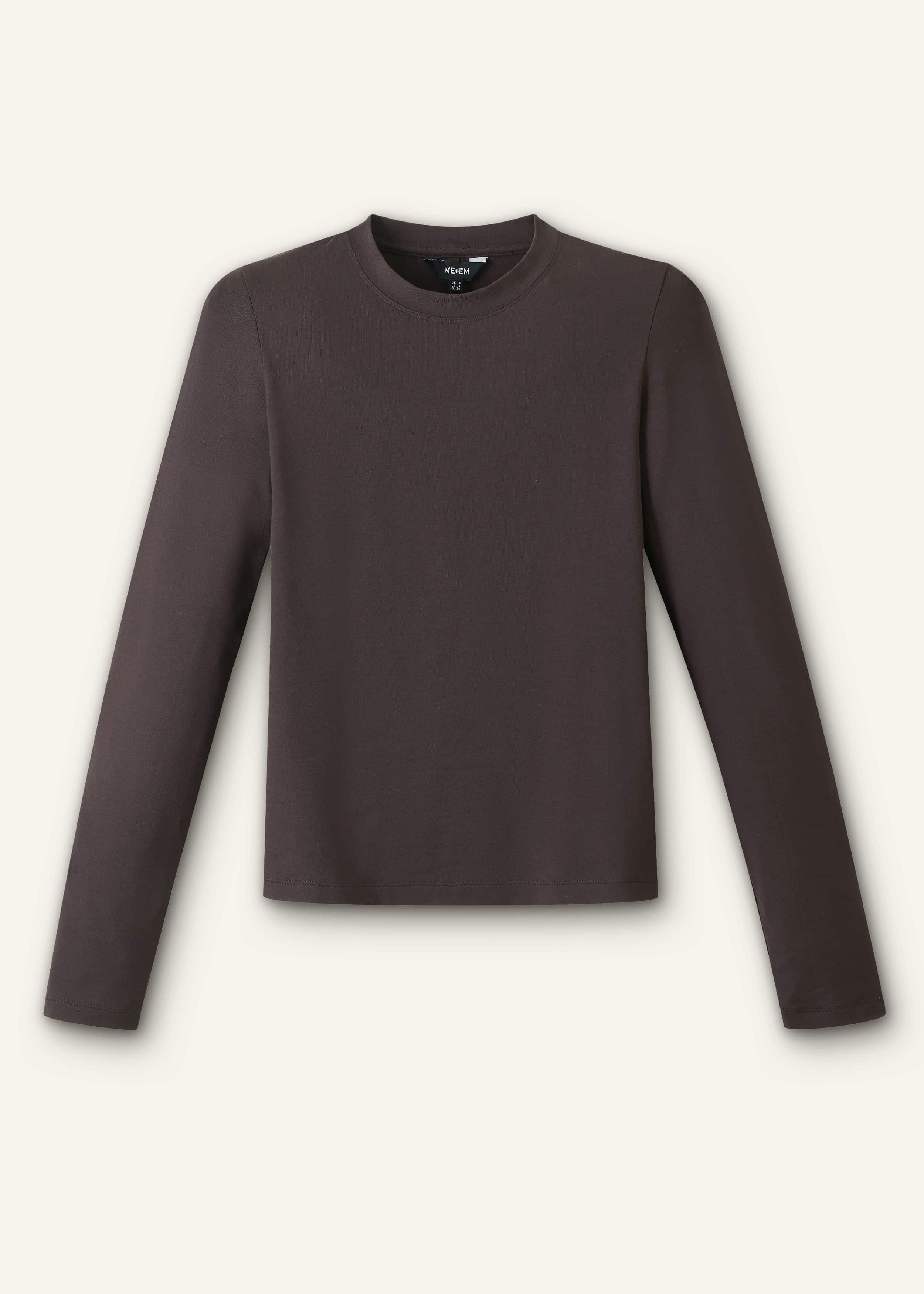 Brown Slim Crew Neck Top