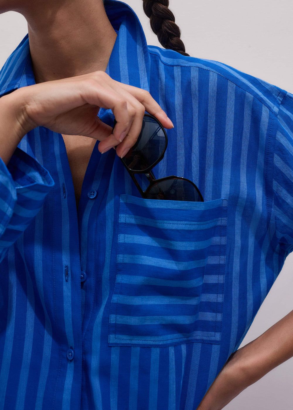 Blue Striped Oversized Beach Shirt