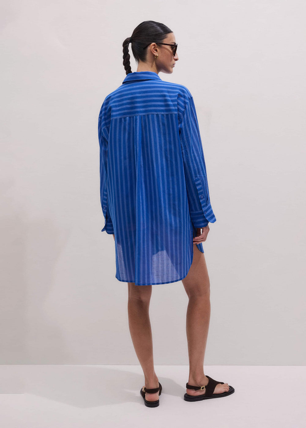 Blue Striped Oversized Beach Shirt