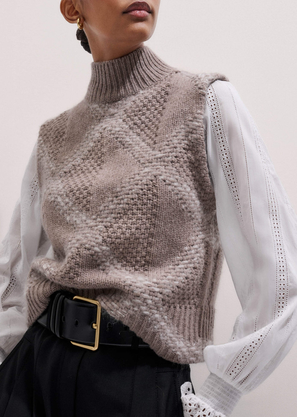 White Cotton Broderie Detail Straight Shirt