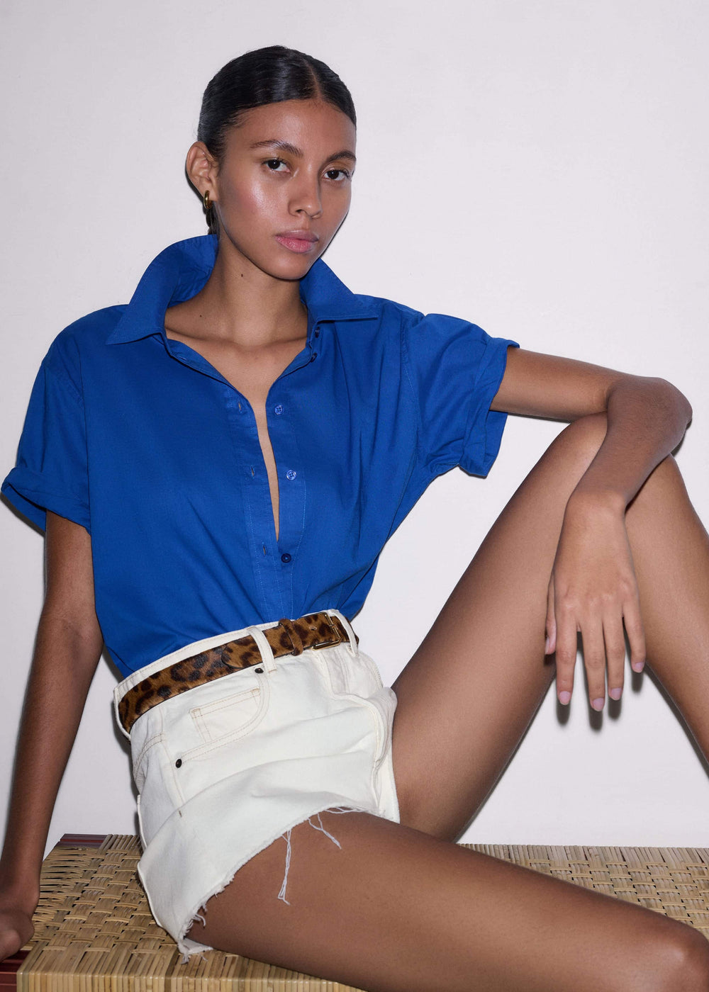 Blue Turn-Up Cuff Shirt
