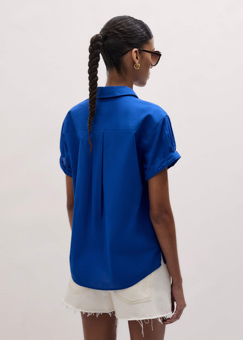 Blue Turn-Up Cuff Shirt