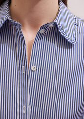 Navy Stripe Frill Collar Forever Shirt