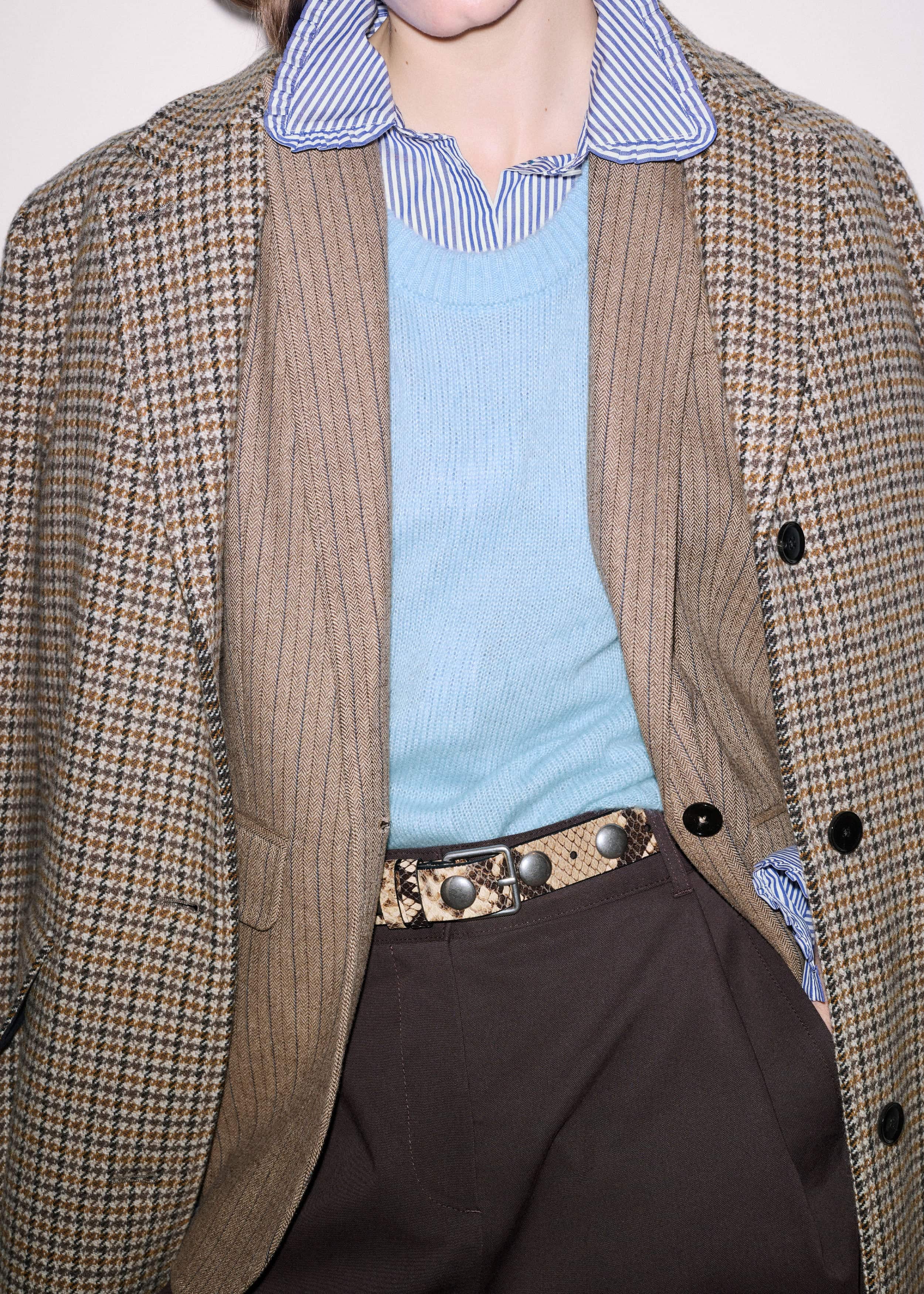 Navy Stripe Frill Collar Forever Shirt