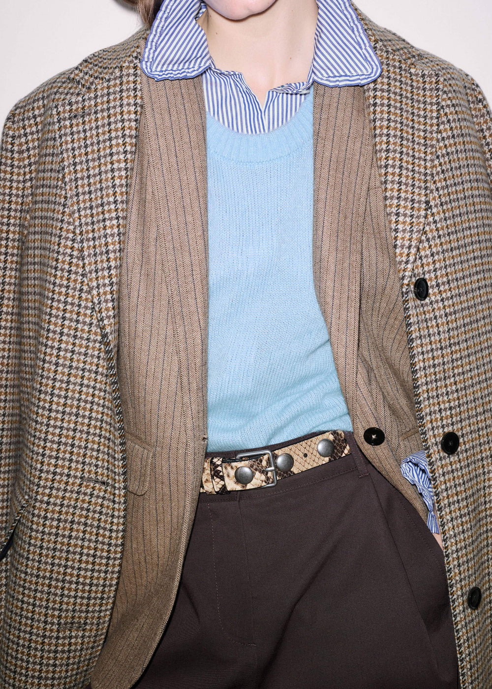 Navy Stripe Frill Collar Forever Shirt