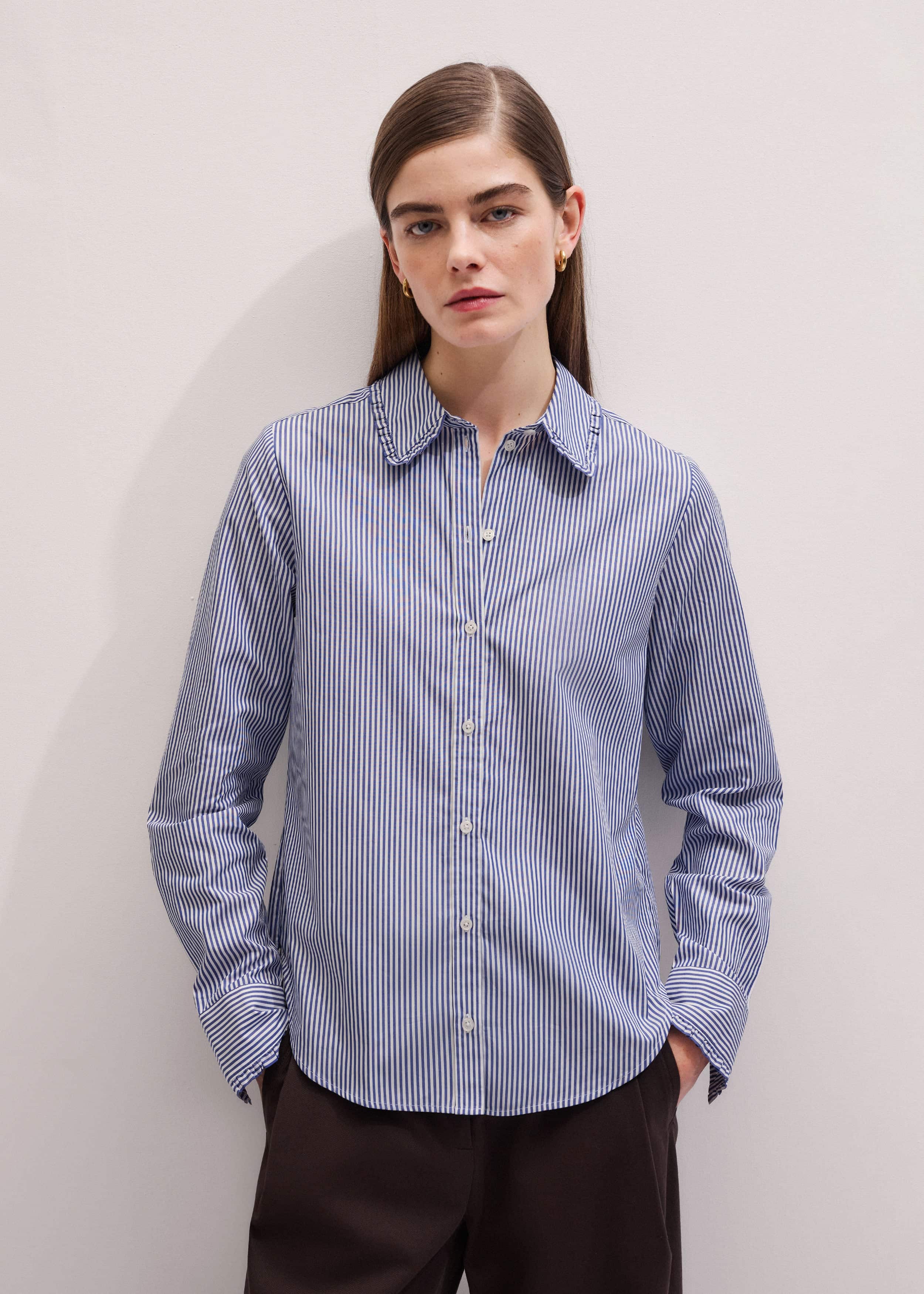 Navy Stripe Frill Collar Forever Shirt
