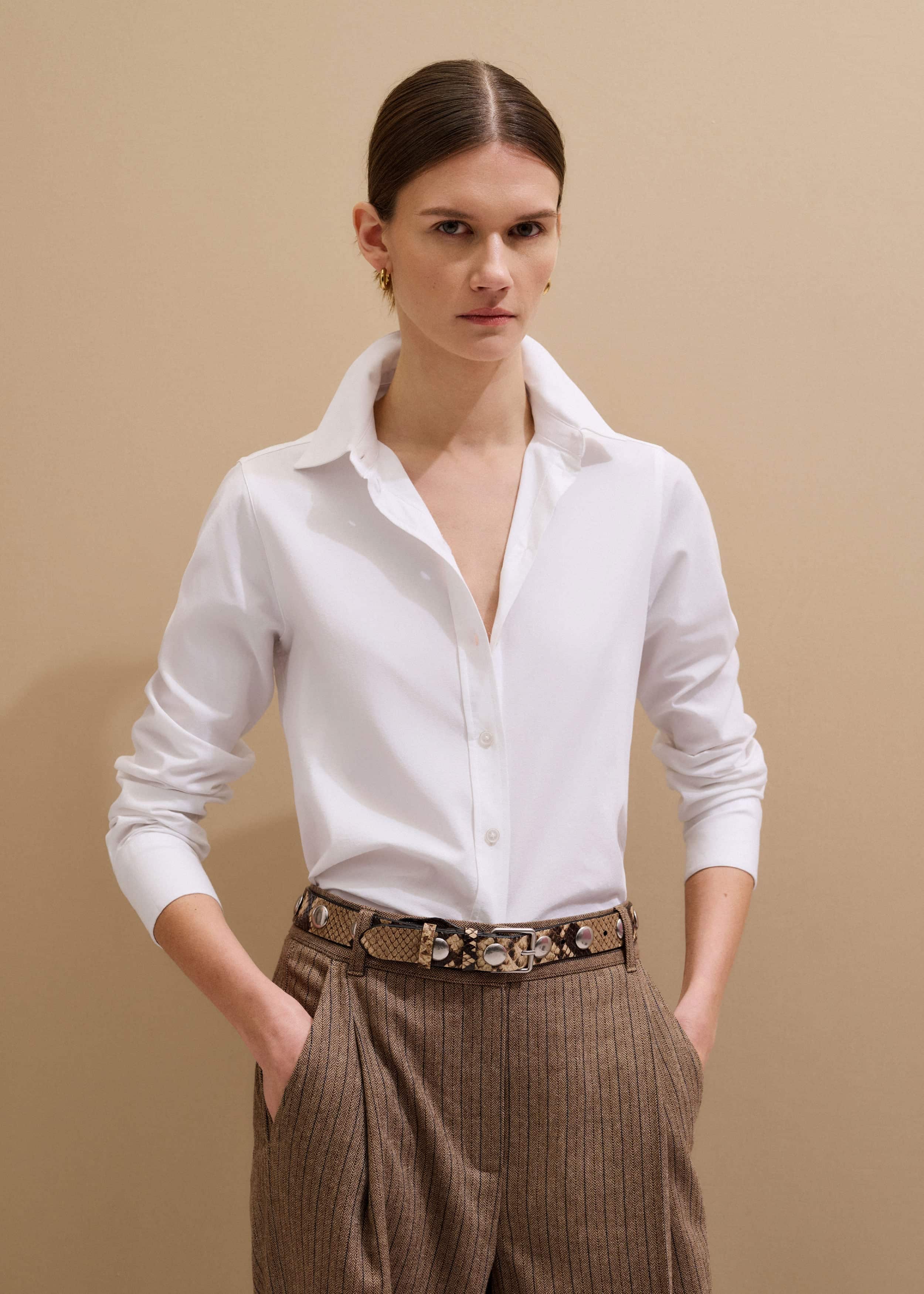 White Travel Layering Shirt