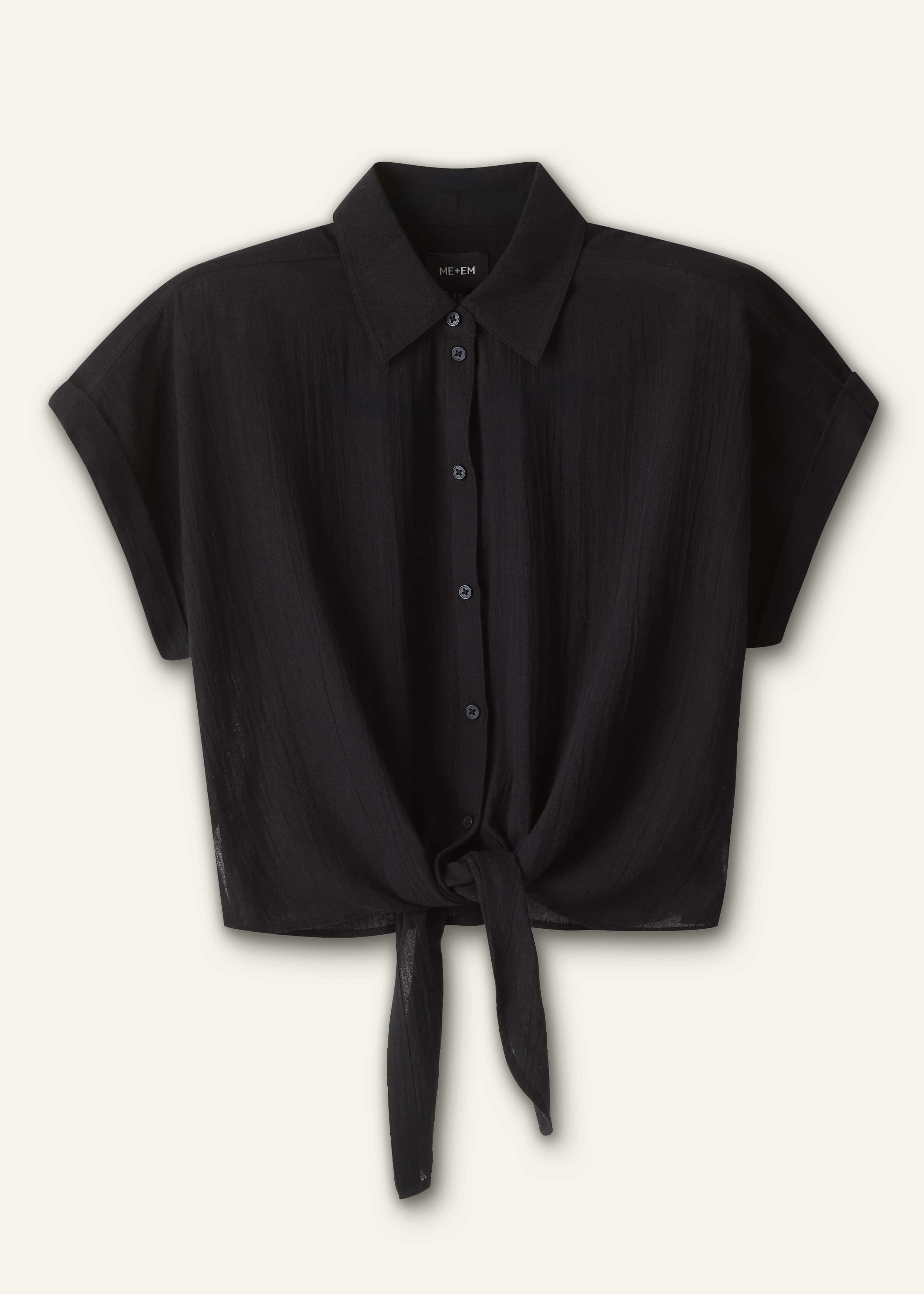 Black Tie Front Beach Shirt
