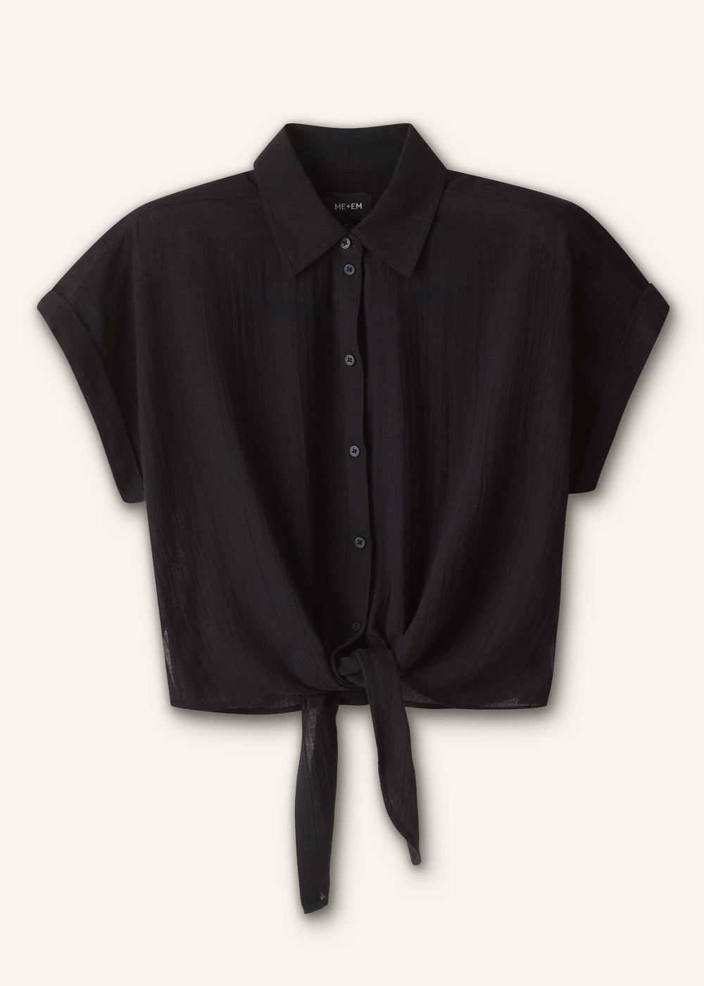 Black Tie Front Beach Shirt