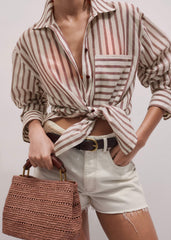 Cinnamon Brown Stripe Boyfriend Shirt