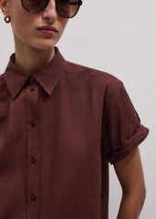 Cinnamon Brown Turn-Up Cuff Shirt