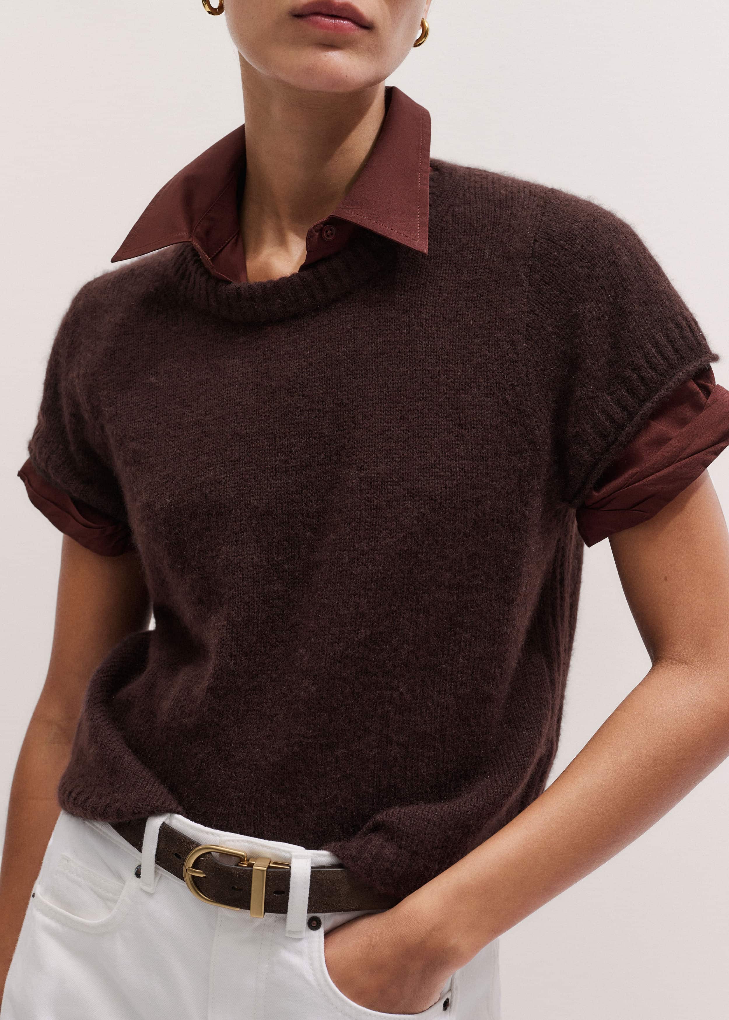 Cinnamon Brown Turn-Up Cuff Shirt