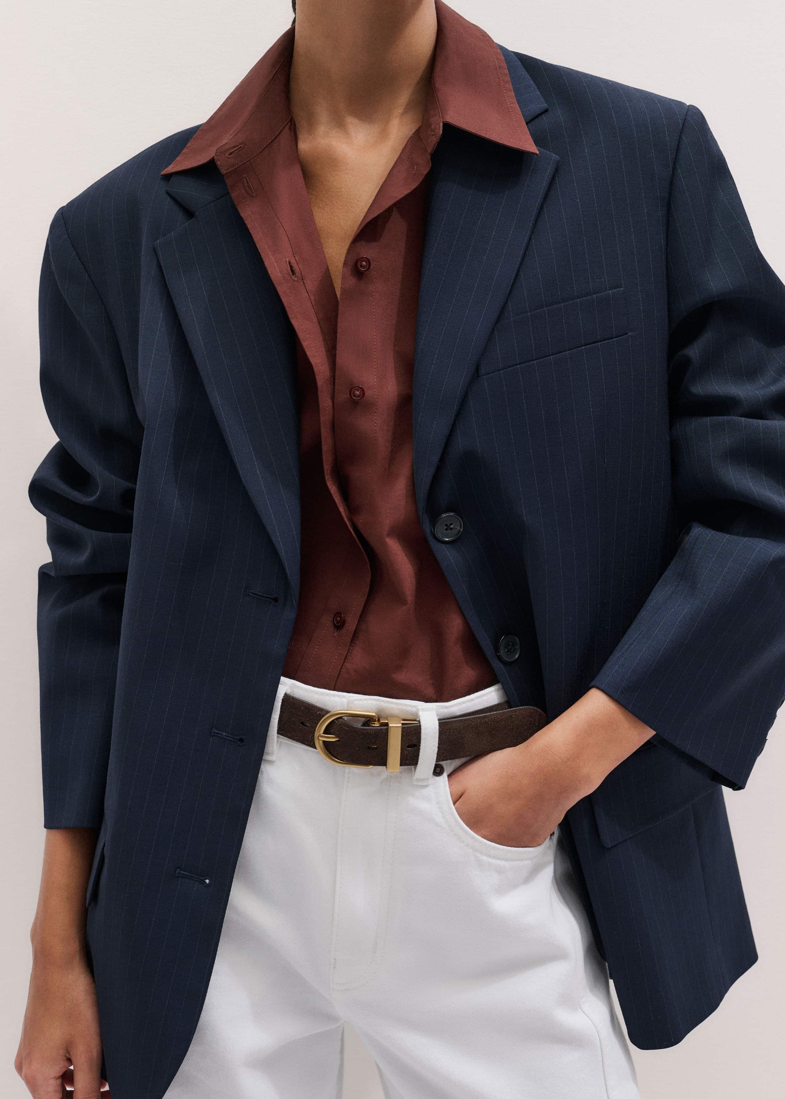 Cinnamon Brown Turn-Up Cuff Shirt