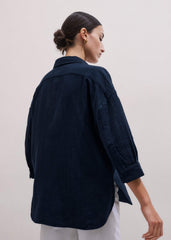 Navy Cheesecloth Relaxed Summer Shirt