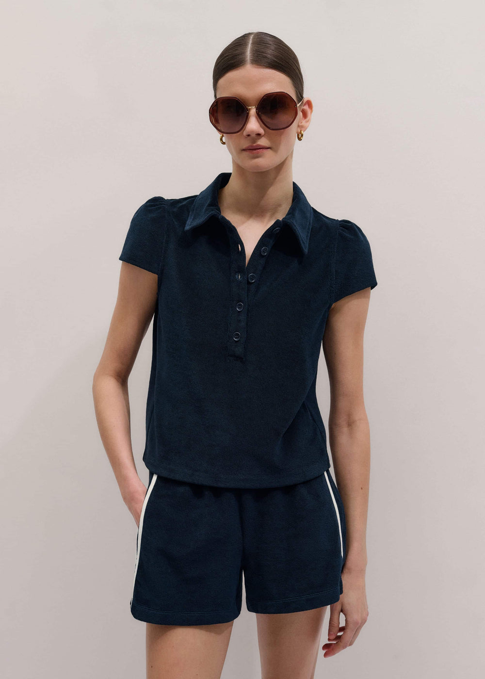 Navy Sporty Smart Polo Top