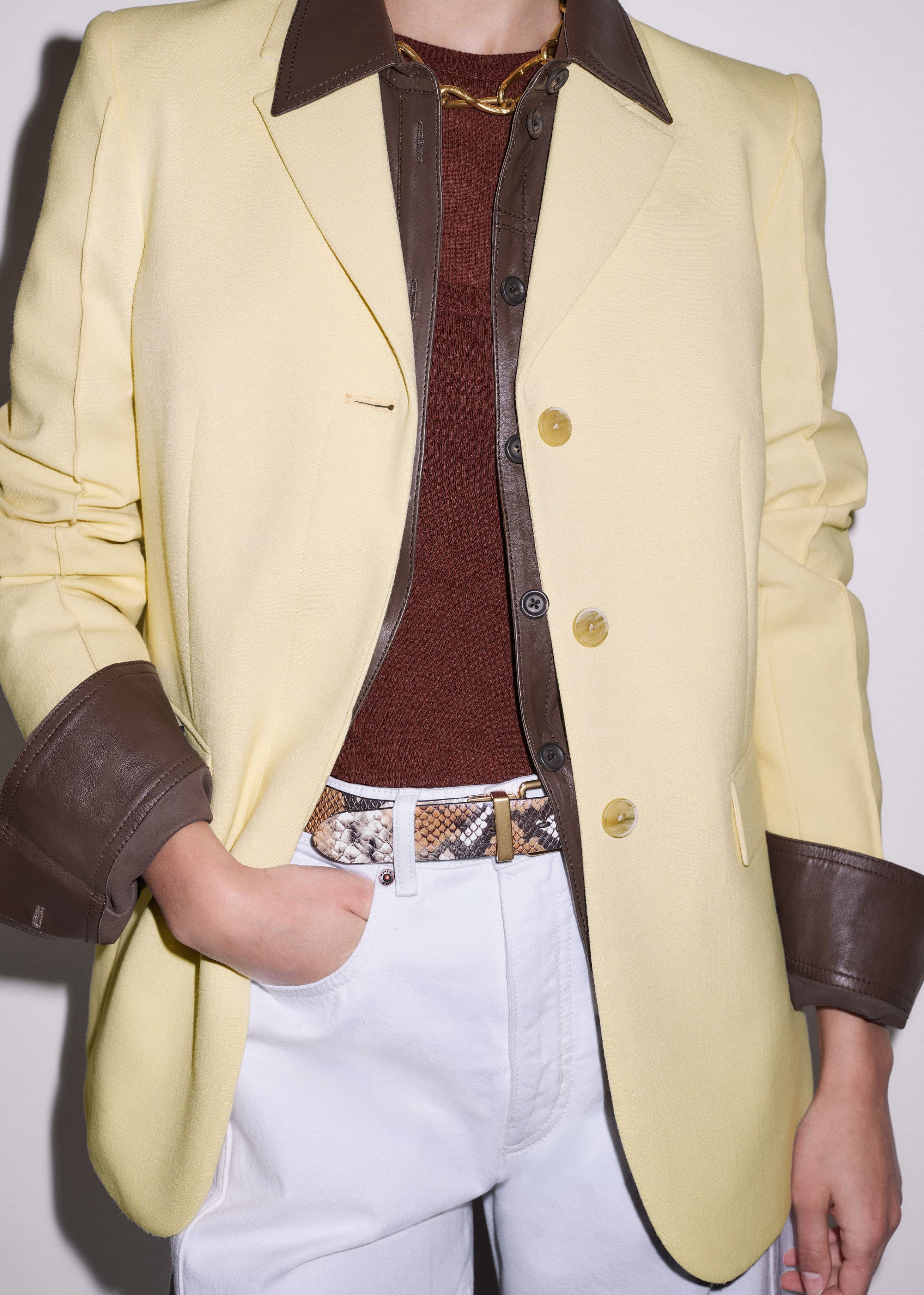 Brown Luxe Leather Straight Shirt