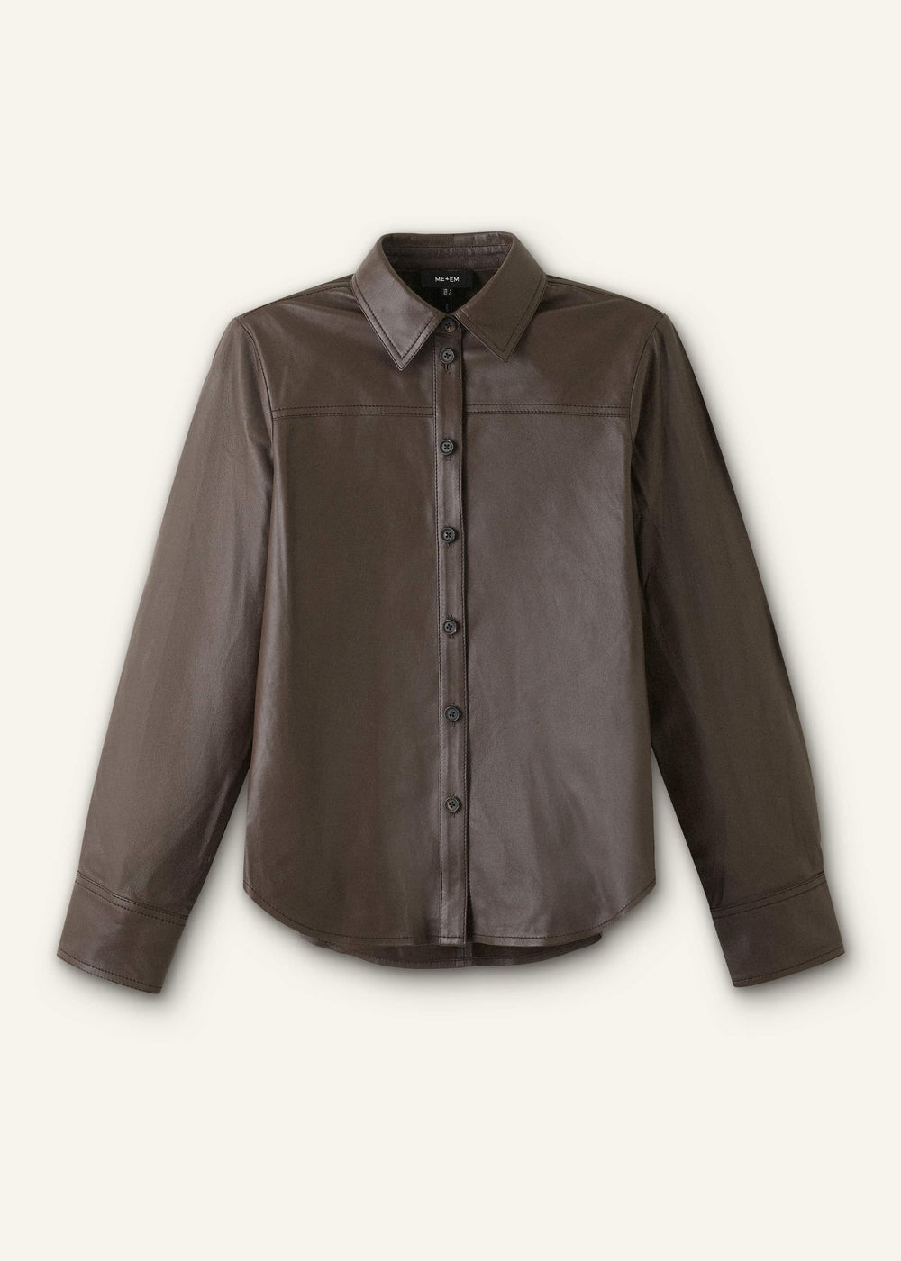 Brown Luxe Leather Straight Shirt