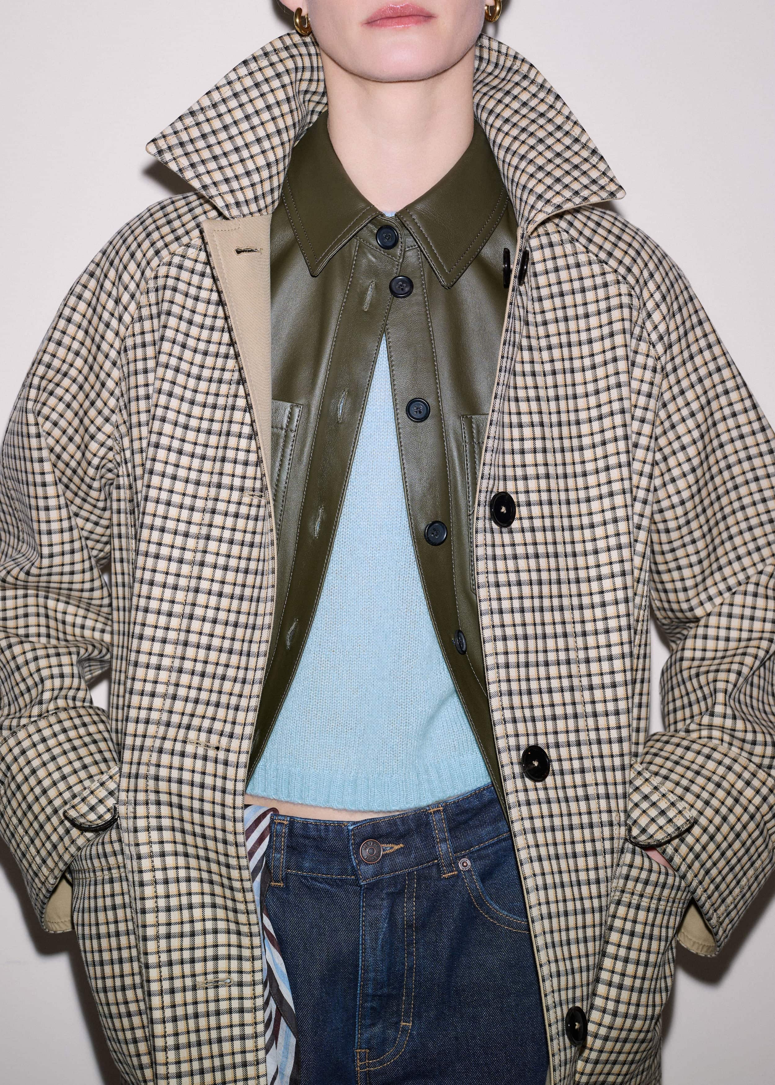 Olive Green Leather Utility Shirt