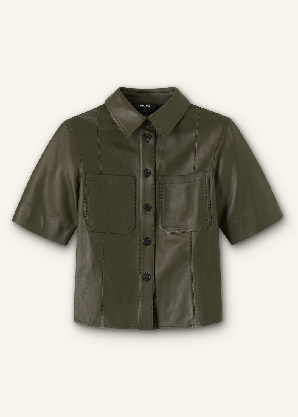 Olive Green Leather Utility Shirt