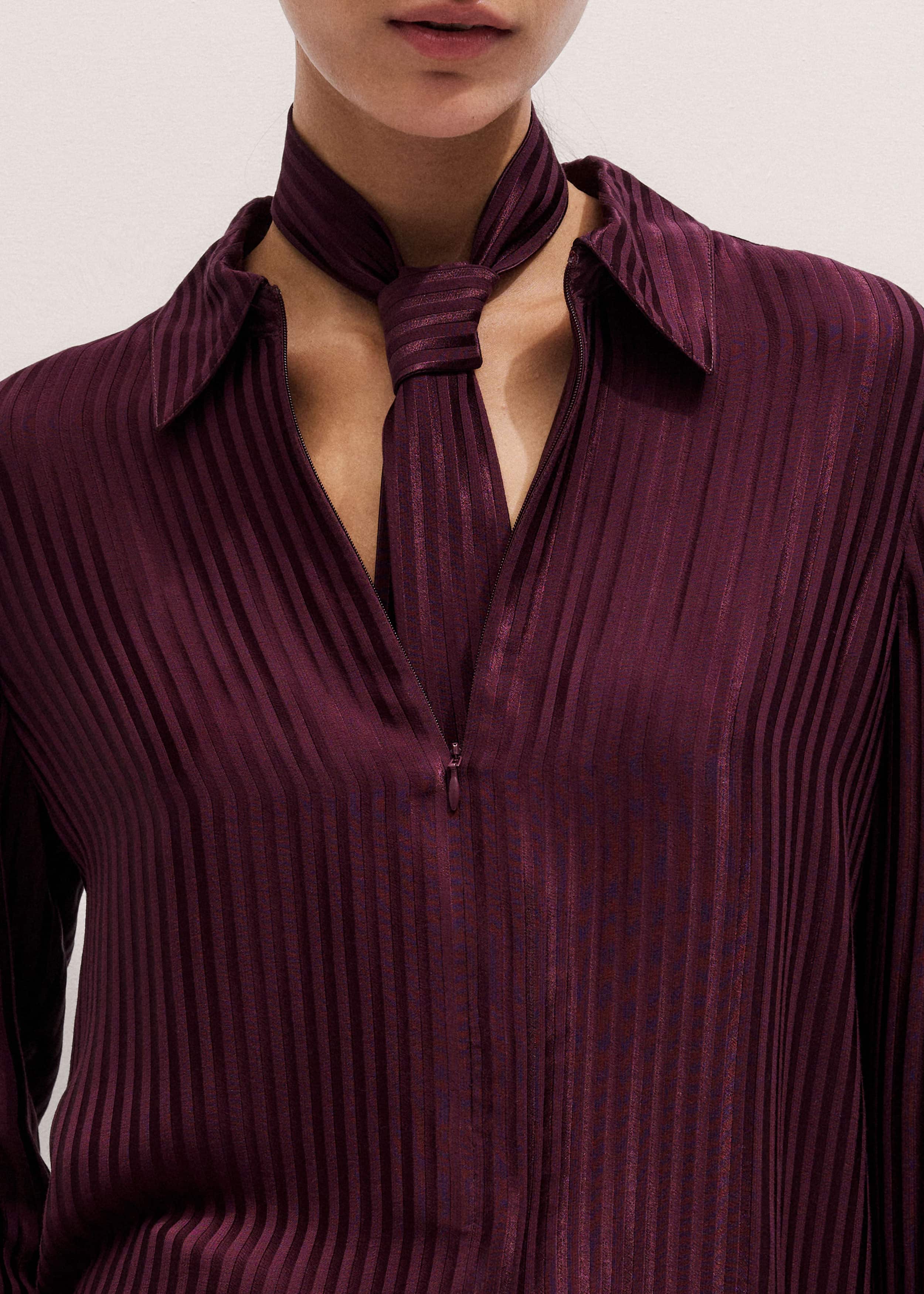 Red AM-PM Fluid Satin Shirt + Tie