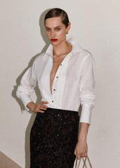 White Relaxed Tux Shirt