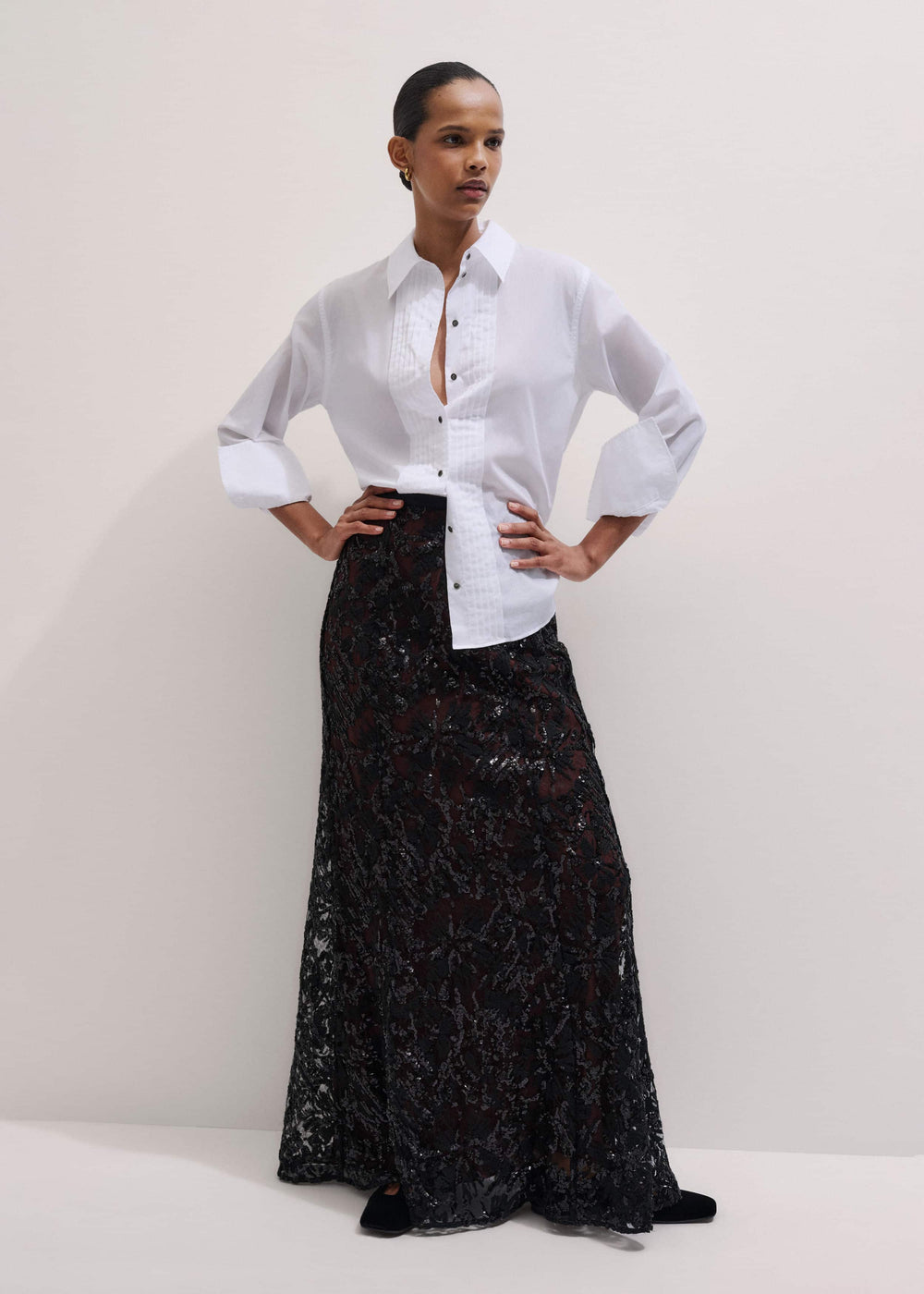 White Relaxed Tux Shirt