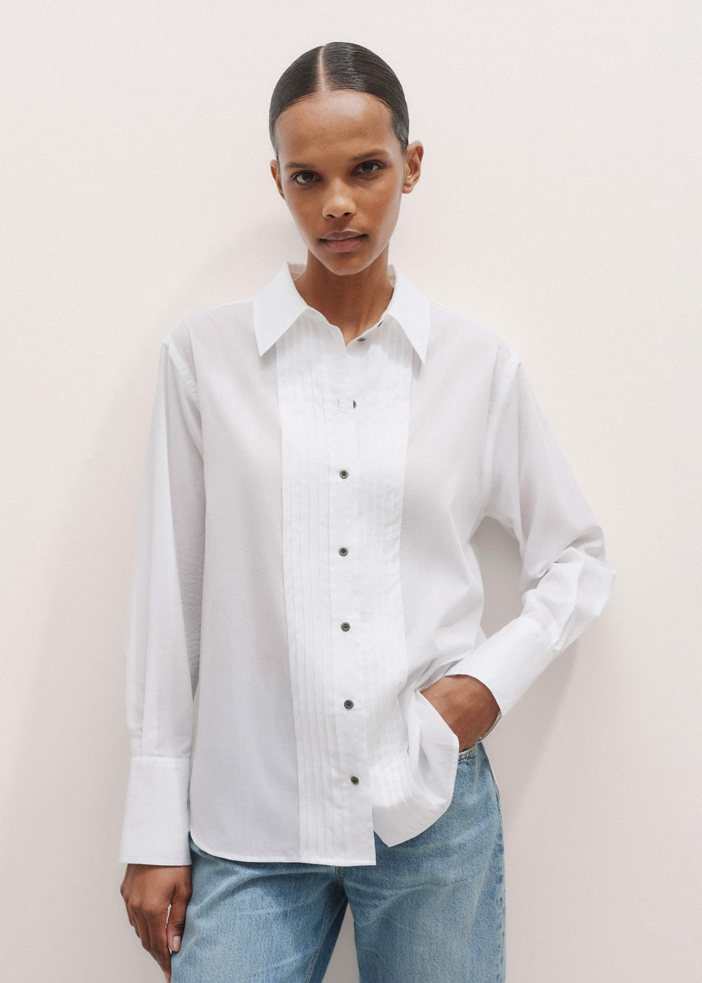 White Relaxed Tux Shirt