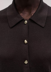 Brown Luxe Knit Slim Shirt